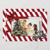 クリスマスストリップキャンディーケーンのパターン写真 シーズンカード (正面/裏面)