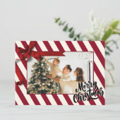 クリスマスストリップキャンディーケーンのパターン写真 シーズンカード (スタンド正面)