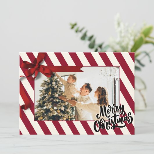 クリスマスストリップキャンディーケーンのパターン写真 シーズンカード (スタンド正面)