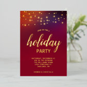 クリスマスストリングライツホリデーパーティー 箔招待状 (立ち正面)
