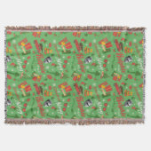 クリスマスストーリーグリーンのアイコンパターン スローブランケット (正面)