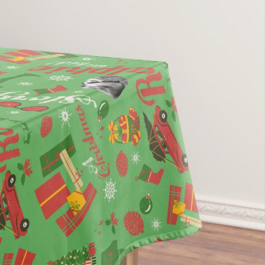クリスマスストーリーグリーンのアイコンパターン テーブルクロス (インサイチュ)