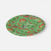クリスマスストーリーグリーンのアイコンパターン ペーパープレート (アングル)