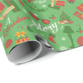 クリスマスストーリーグリーンのアイコンパターン ラッピングペーパー (ロールコーナー)