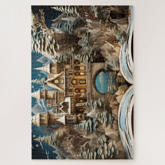 クリスマスストーリーブックキャッスルポップ・アートのアップパズル ジグソーパズル (縦)