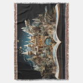 クリスマスストーリーブックキャッスルポップ・アートのアップブランケット スローブランケット (正面縦)