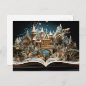 クリスマスストーリーブックキャッスルポップ・アートのアップワンダーランド シーズンポストカード (正面/裏面)