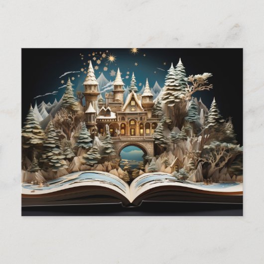 クリスマスストーリーブックキャッスルポップ・アートのアップワンダーランド シーズンポストカード (正面)