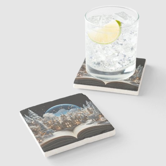 クリスマスストーリーブックスノーグローブビレッジ ストーンコースター (横)