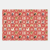 クリスマスストーリーレトロの雪片模様 ラッピングペーパーシート (正面2)