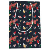 クリスマスストーリー |クリスマスライトパターン ミディアムペーパーバッグ (正面)