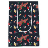 クリスマスストーリー |クリスマスライトパターン ミディアムペーパーバッグ (裏面)