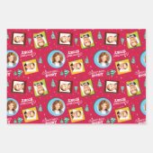 クリスマスストーリー |家族の写真パターン ラッピングペーパーシート (正面2)