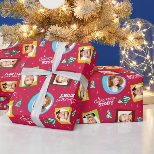 クリスマスストーリー |家族の写真パターン ラッピングペーパー (クリスマス)