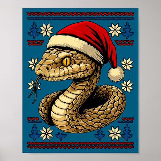 クリスマススネークサンタ帽子 ポスター (正面)