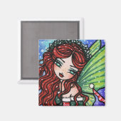 クリスマススノーアイリッシュ妖精フェアリーアートバイハンナ・リン マグネット (正面/裏面)