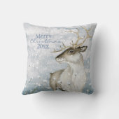 クリスマススノーアニマル鹿タイポグラフィパーソナライズ クッション (裏面)