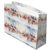 クリスマススノーウィンターワンダーランドビレッジランドスケープ ラージペーパーバッグ (裏面アングル)