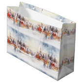 クリスマススノーウィンターワンダーランドビレッジランドスケープ ラージペーパーバッグ (正面アングル)