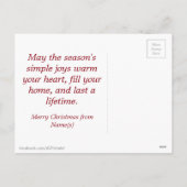 クリスマススノーウィーウィンターシーンウォーターカラーのホーム シーズンポストカード (裏面)