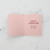 クリスマススノーウィークフクロウ、ピンクの花。編集可能文字 ノートカード (内部)