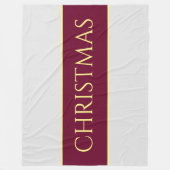 クリスマススノーウィーホワイトフェスティバルブルゴーニュストライプーズ フリースブランケット (正面)