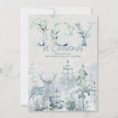 クリスマススノーウィー冬の森とシカの喜び シーズンカード (正面)