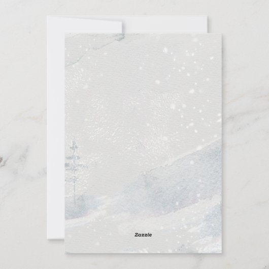 クリスマススノーウィー冬の森とシカの喜び シーズンカード (裏面)