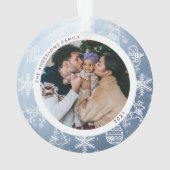 クリスマススノーウィー（両面）の名前と年の写真または名前 オーナメント (裏面)