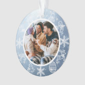 クリスマススノーウィー（両面）の名前と年の写真または名前 オーナメント (正面)