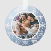 クリスマススノーウィー（両面）の名前と年の写真または名前 オーナメント (正面)