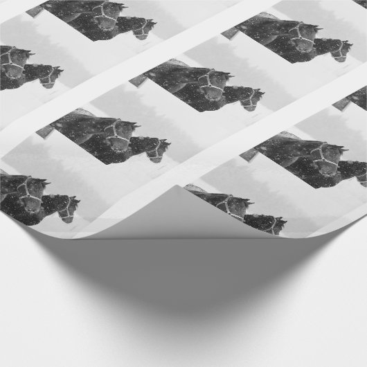 クリスマススノーウマウマ科のーズ素朴クリスマス ラッピングペーパー (角)