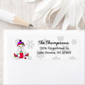 クリスマススノーウーマン編み物背景 ラベル (インサイチュ)