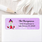 クリスマススノーウーマン編み物背景 ラベル (インサイチュ)