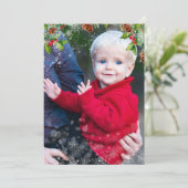 クリスマススノーオーバーレイのパーソナライズされたフォトフラットカード シーズンカード (スタンド正面)