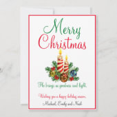 クリスマススノーオーバーレイのパーソナライズされたフォトフラットカード シーズンカード (裏面)