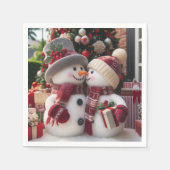 クリスマススノーカップル スタンダードカクテルナプキン (正面)