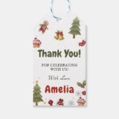 クリスマススノークッキー誕生日パーティー ギフトタグ (正面)