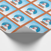 クリスマススノーグローブと雪だるま ラッピングペーパー (角)