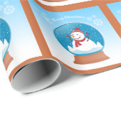 クリスマススノーグローブと雪だるま ラッピングペーパー (ロールコーナー)