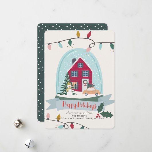 クリスマススノーグローブの動きのお知らせ シーズンカード (正面/裏面インサイチュ)