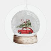 クリスマススノーグローブの水色イラストレーション メタルオーナメント (裏面)