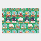 クリスマススノーグローブグリーン – ウッドランドクリスマス ラッピングペーパーシート (正面3)