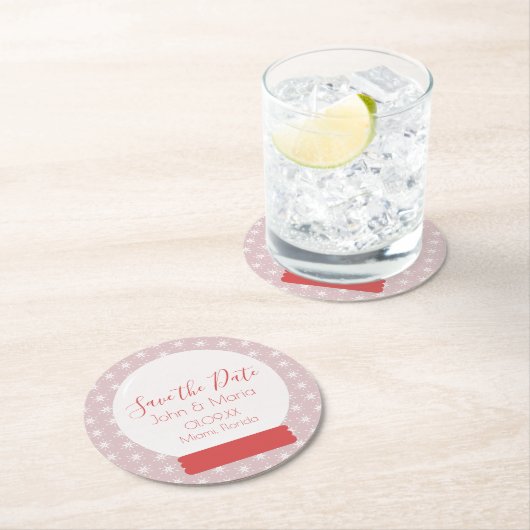 クリスマススノーグローブスノーフレークが日付のラウンドを保存 ラウンドペーパーコースター (インサイチュ)