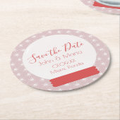 クリスマススノーグローブスノーフレークが日付のラウンドを保存 ラウンドペーパーコースター (アングル)