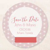 クリスマススノーグローブスノーフレークが日付のラウンドを保存 ラウンドペーパーコースター (正面)