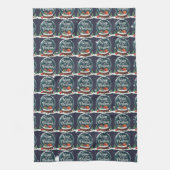 クリスマススノーグローブデザイン キッチンタオル (縦)