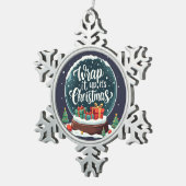 クリスマススノーグローブデザイン スノーフレークピューターオーナメント (右)