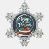 クリスマススノーグローブデザイン スノーフレークピューターオーナメント (正面)