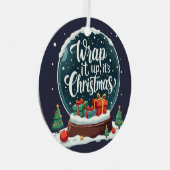 クリスマススノーグローブデザイン メタルオーナメント (正面右)